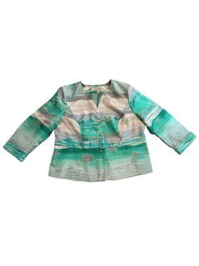 Danillo Woman 20W Satin Stripe Blazer Jacket Mint Green Plus Size